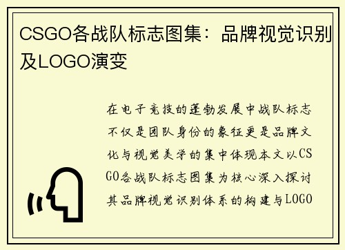 CSGO各战队标志图集：品牌视觉识别及LOGO演变